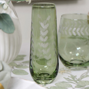 Set 4 Belvedere Green Champagne Flutes, decorative home accessory