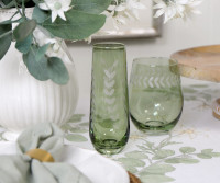 Set 2 Belvedere Green Champagne Flutes