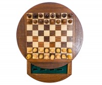 Hadrian Round Wooden Chess Set - 23cm