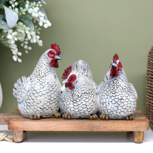 Harriet & Friends Row of White Hens, decorative sign