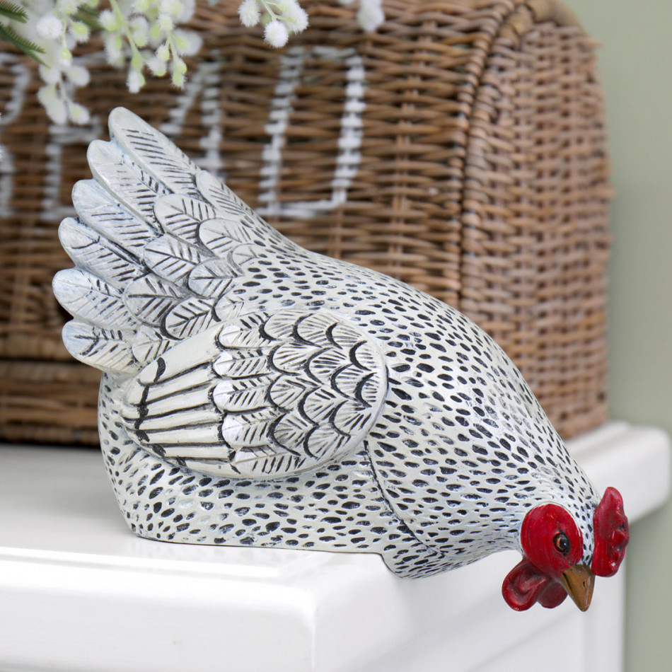 Harriet White Hen - Shelf Sitting Chicken, decorative sign
