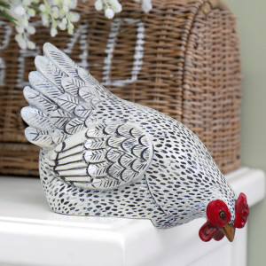 Harriet White Hen - Shelf Sitting Chicken, decorative sign