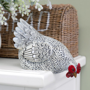 Harriet White Hen - Shelf Sitting Chicken, a functional household accessory for display or organisation