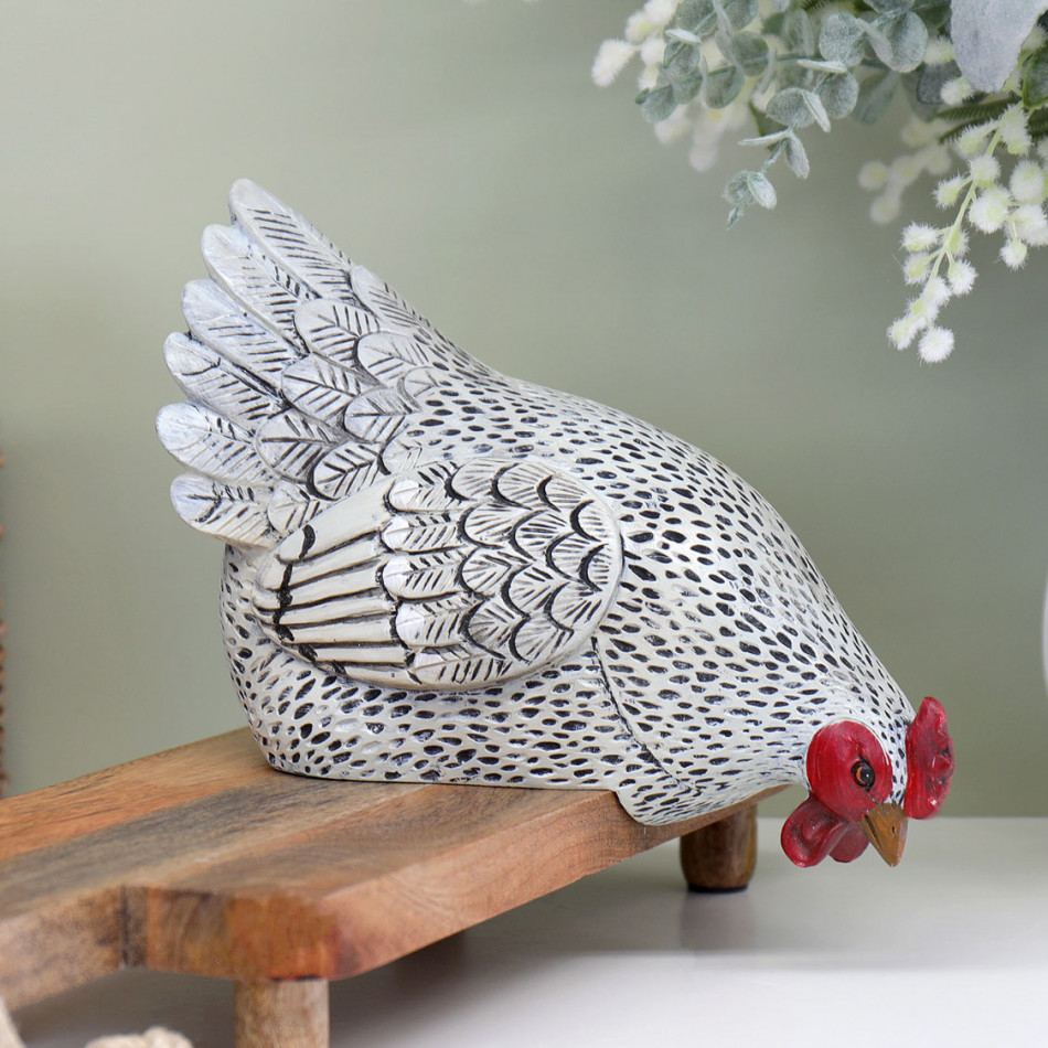 Harriet White Hen - Shelf Sitting Chicken, a functional fitting for displaying, holding or organising household items
