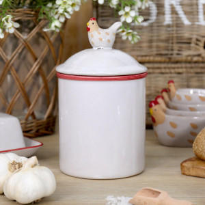 The Little Red Hen Canister, woven storage basket