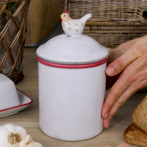 The Little Red Hen Canister, presented as a standalone item for straightforward product identification