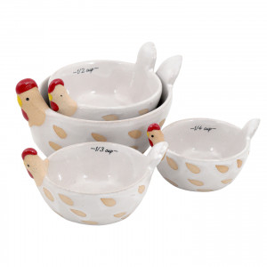 The Little Red Hen Measuring Cups, a drinkware piece for serving and tabletop use