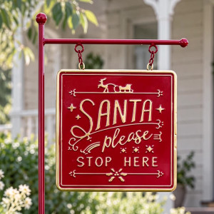 Santa Stop Here Garden Sign