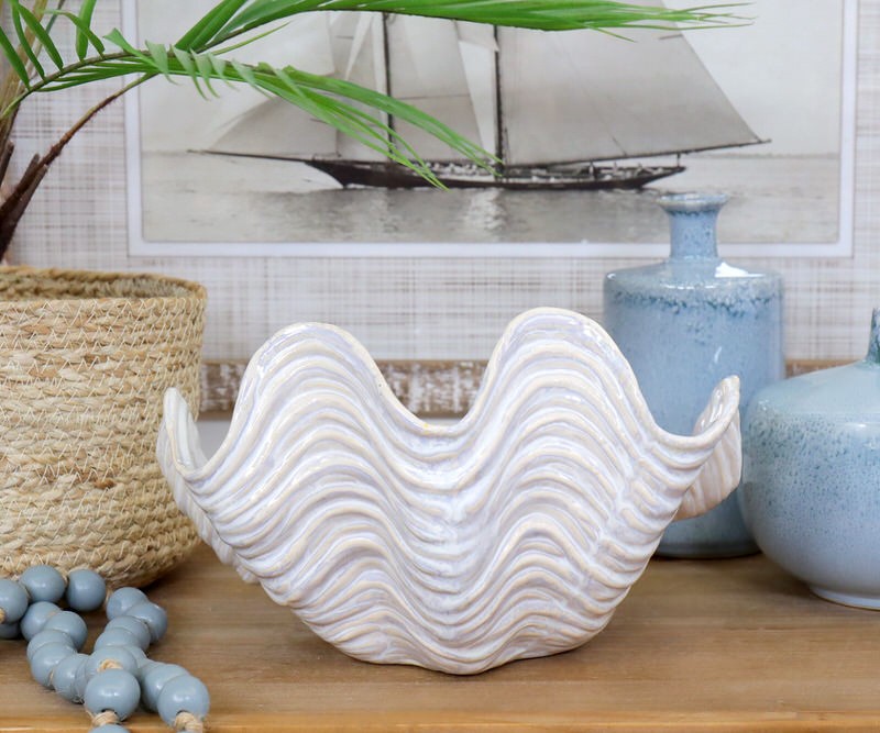 Large Placida Glazed Clam Shell Bowl