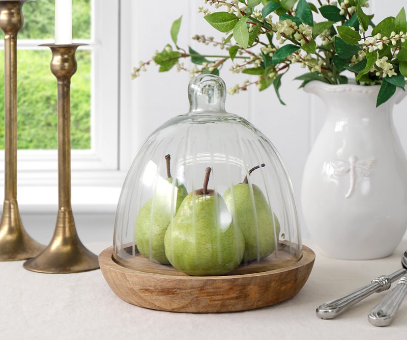 Lincoln Etched Glass Cloche with Wood Base - Beautiful home decor at ...