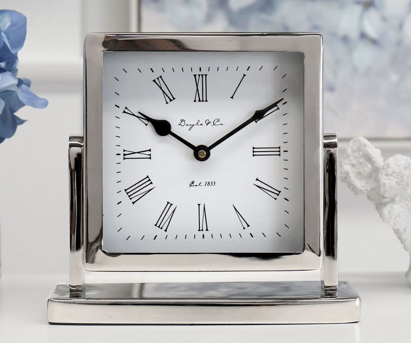 Eton Silver Mantel Clock