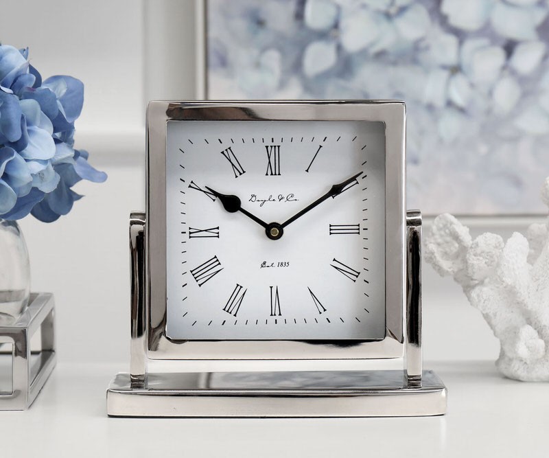 Eton Silver Mantel Clock