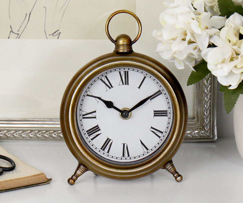 Parkhill Desk Clock Antique Gold