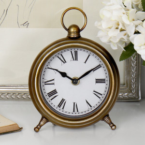 Parkhill Desk Clock Antique Gold, a decorative timepiece suited to a wall, mantel, shelf or tabletop