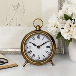 Parkhill Desk Clock Antique Gold, designed to combine everyday timekeeping with interior styling