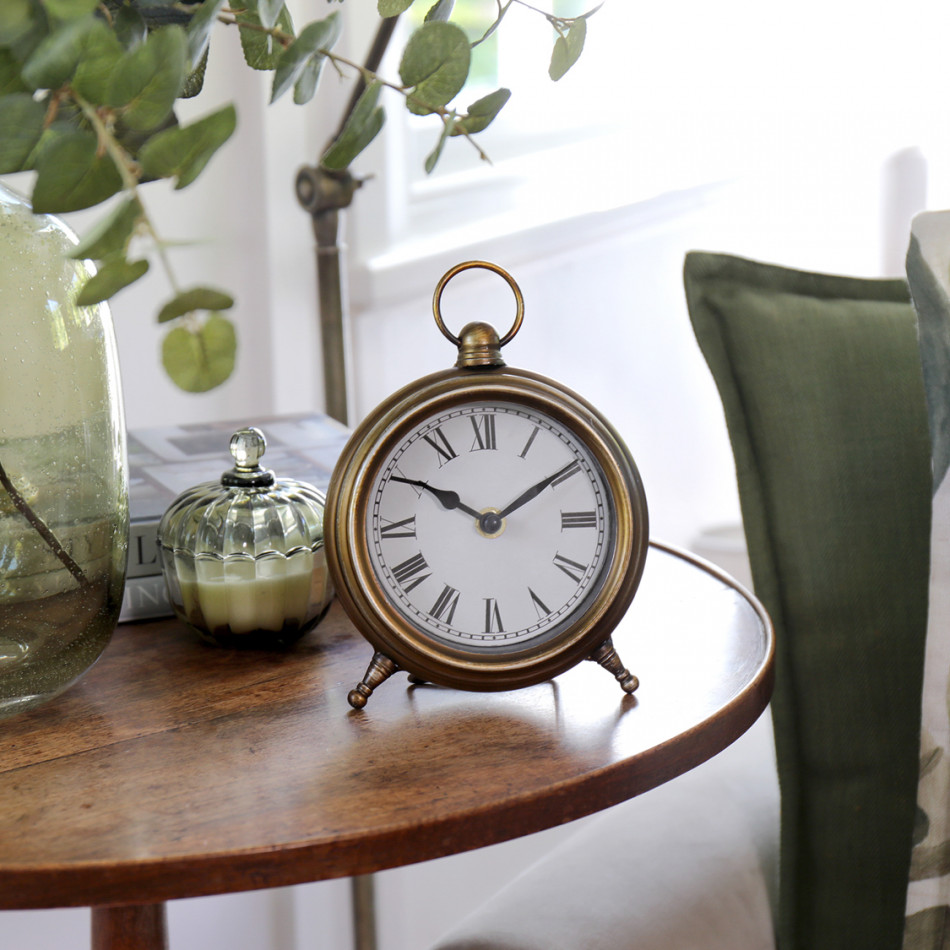Parkhill Desk Clock Antique Gold, a decorative timepiece for a wall, shelf or mantel