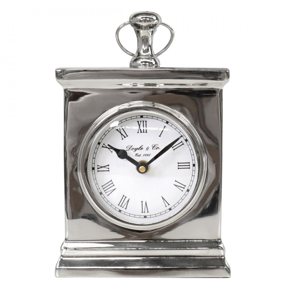 Classic Silver Mantel Clock - Carriage Clock Style, a decorative timepiece for a wall, shelf or mantel