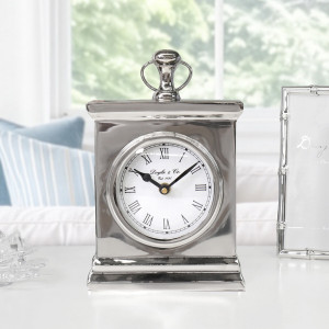 Classic Silver Mantel Clock - Carriage Clock Style, a decorative timepiece suited to a wall, mantel, shelf or tabletop