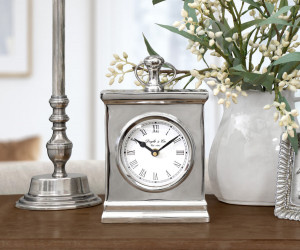 Classic Silver Mantel Clock - Carriage Clock Style