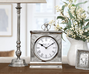 Large Classic Silver Mantel Clock - Carriage Clock Style