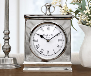Large Classic Silver Mantel Clock - Carriage Clock Style