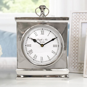 Large Classic Silver Mantel Clock - Carriage Clock Style, indoor occasional table