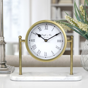 Stanhope Gold Column Mantel Clock, a decorative timepiece suited to a wall, mantel, shelf or tabletop