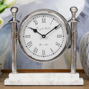 Montague Silver Column Mantel Clock