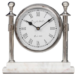 Montague Silver Column Mantel Clock, a decorative timepiece for a wall, shelf or mantel