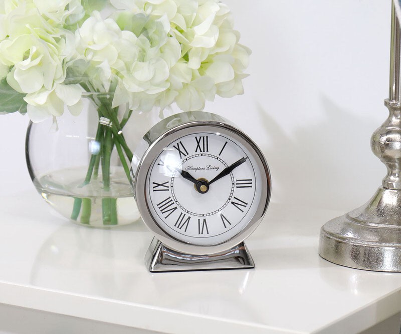 Maisie Round Silver Desk Clock