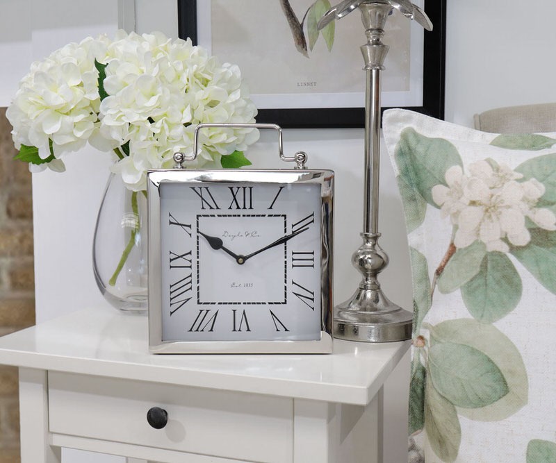 Ashwood Silver Mantel Clock