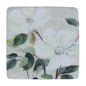 Set 4 Calista White Magnolias Coasters, a practical surface protector with decorative dining appeal