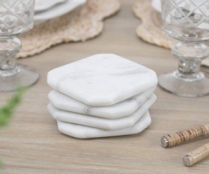 Set 4 Melita White Marble Coasters