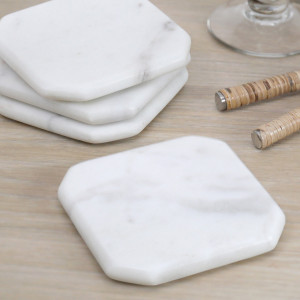 Set 4 Melita White Marble Coasters, decorative tableware