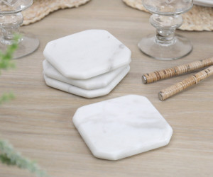 Set 4 Melita White Marble Coasters