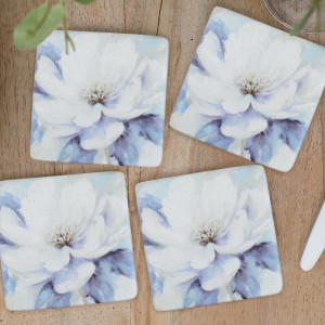 Set 4 Amalia Peony Coasters, a tabletop accessory for protecting surfaces