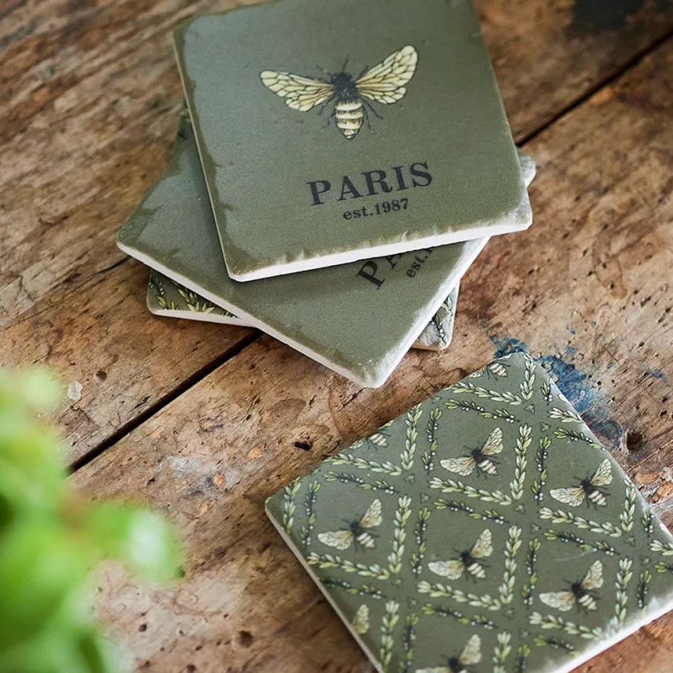 Set 4 Paris Bee Coasters, decorative tableware