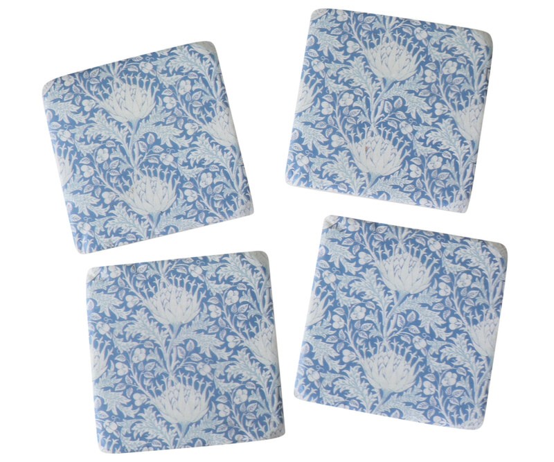 Set 4 Kelmscott Blue Baroque Coasters