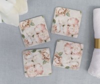 Set 4 White Peony Coasters