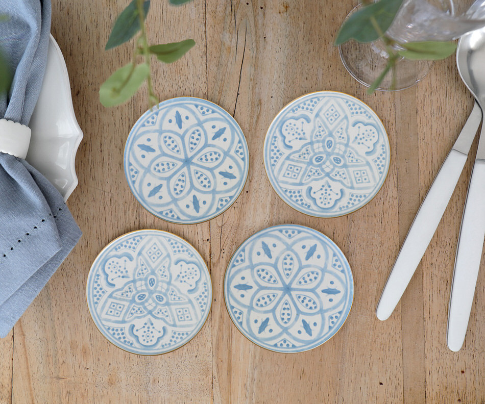 Set 4 Rosecroft Blue & White Coasters