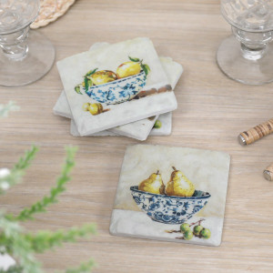 Set 4 Roslin Chinoiserie Coasters, a tabletop accessory designed to protect surfaces from drinkware