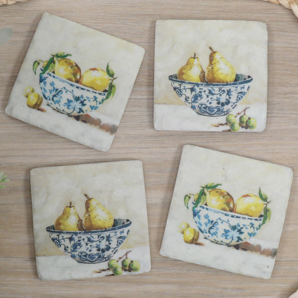 Set 4 Roslin Chinoiserie Coasters, a tabletop accessory for protecting surfaces