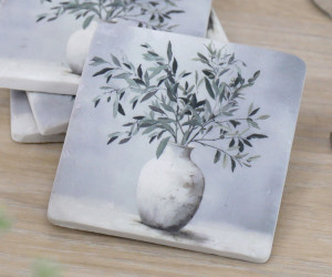 Set 4 Villa Verde Olive Leaf Coasters