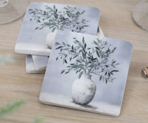 Set 4 Villa Verde Olive Leaf Coasters