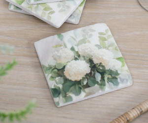 Set 4 Lisette White Hydrangea Coasters