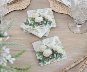 Set 4 Lisette White Hydrangea Coasters