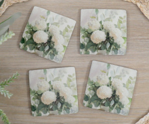 Set 4 Lisette White Hydrangea Coasters