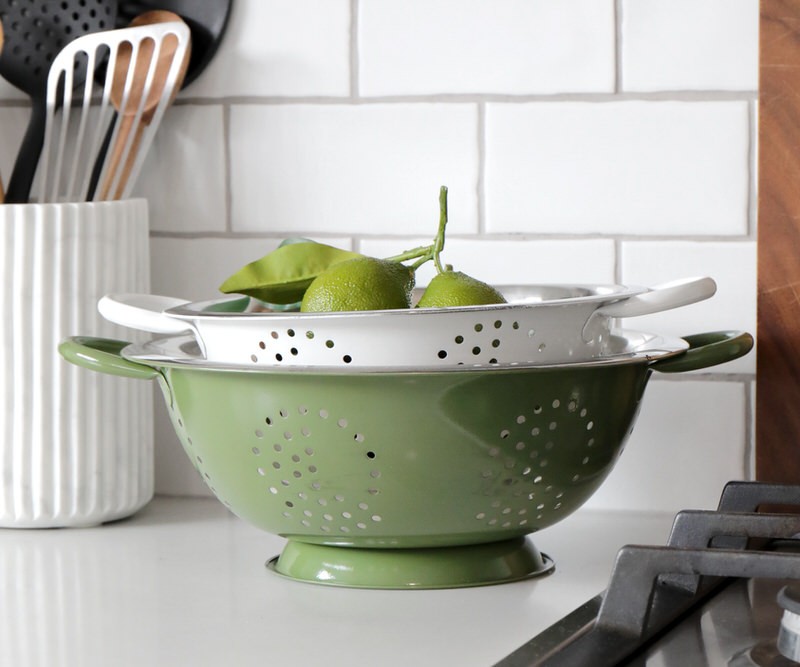 Harvest Green Enamel Colander Large Home accessories and homewares