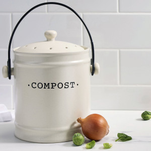 Darley Cream Ceramic Compost Bin, decorative home accessory