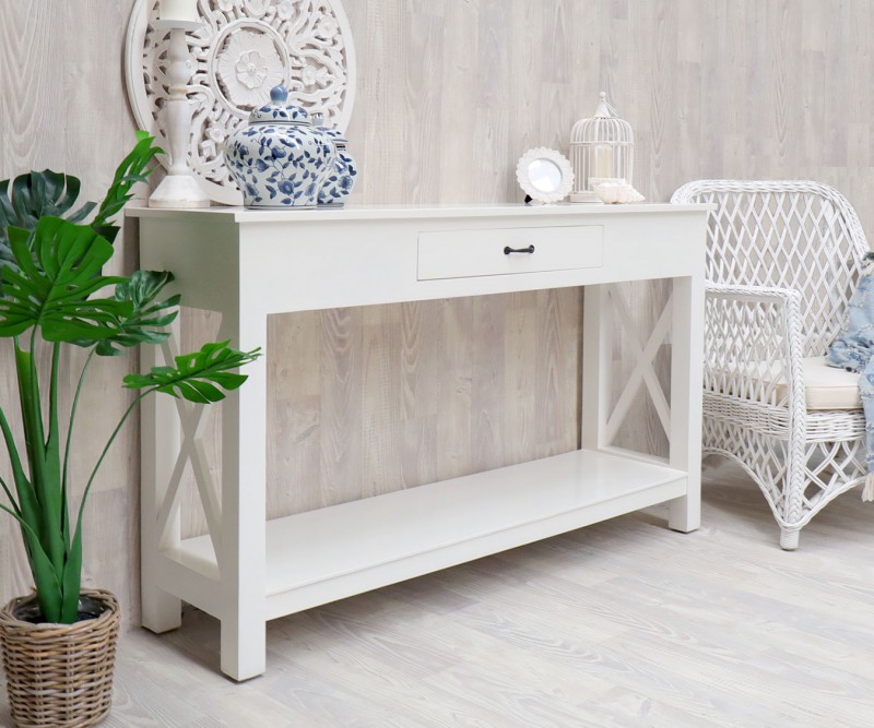 Somerville White Cross Console Table
